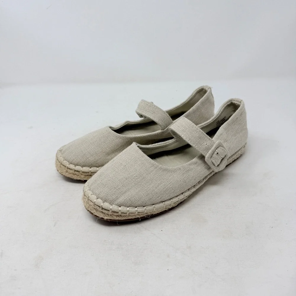 Haute Hippie Oatmeal Cecily Mary Jane Espadrille Flats Canvas‎ Size 8.5 Boho